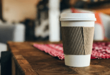 Disposal of cups in Los Angeles coffee shops. Eco-conscious approach